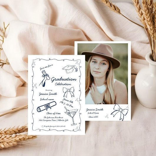 Doodle Style Handgezeichneter Abschluss Einladung