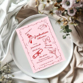 Doodle Style Handgezeichneter Abschluss Einladung