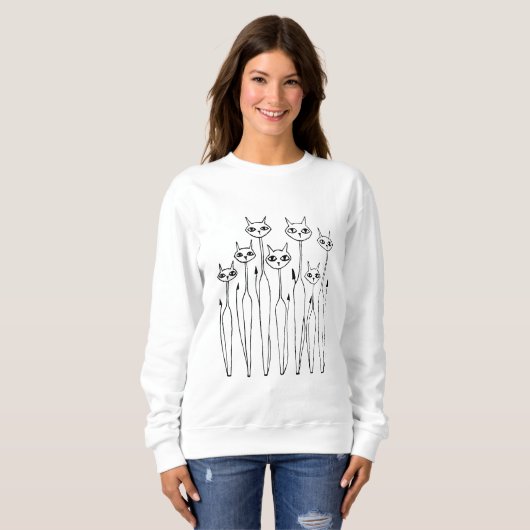 Doodle Sweatshirt (weiß- von Hand gezeichnet) (Vorne ganz)