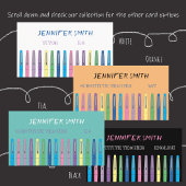 Doodle Teacher Pens Tutor White Business Cards Visitenkarte