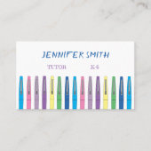 Doodle Teacher Pens Tutor White Business Cards Visitenkarte (Vorderseite)