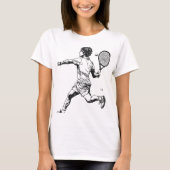 "Doodle Tennis Player in Action T - Shirt" T-Shirt (Vorderseite)