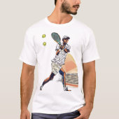 "Doodle Tennis Player in Action T - Shirt" T-Shirt (Vorderseite)
