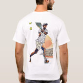 "Doodle Tennis Player in Action T - Shirt" T-Shirt (Rückseite)