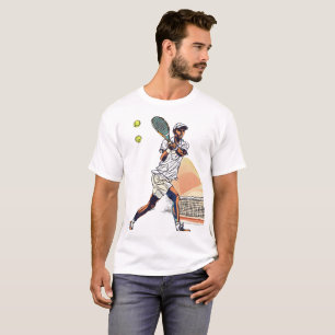 "Doodle Tennis Player in Action T - Shirt" T-Shirt
