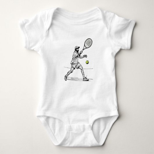 Doodle Tennis Player in Aktion Baby Strampler (Vorderseite)