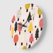 Doodle Trees: Vintage, Abstrakte Natur. Große Wanduhr (Winkel)