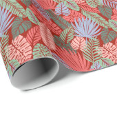 Doodle Tropical Blätter: Dunkel von Hand Gezeichne Geschenkpapier (Rolleneckpunkt)