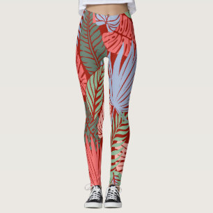 Doodle Tropical Blätter: Dunkel von Hand Gezeichne Leggings