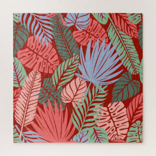 Doodle Tropical Blätter: Dunkel von Hand Gezeichne Puzzle