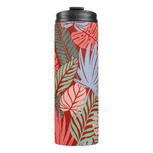 Doodle Tropical Blätter: Dunkel von Hand Gezeichne Thermosbecher