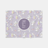 Doodle Unicorn Muster Name Kinder Fleecedecke (Vorderseite (Horizontal))