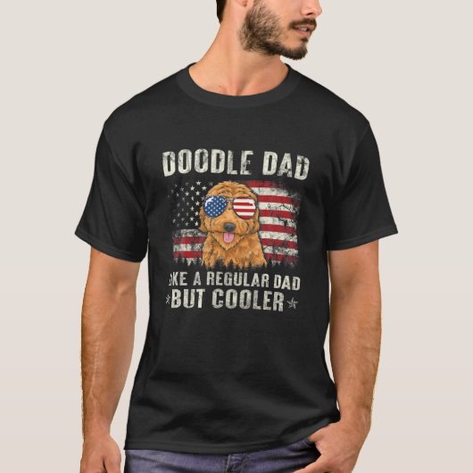 Doodle Vater Goldendoodle American Flag Vatertag T-Shirt (Vorderseite)