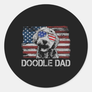 Doodle Vater Goldendoodle Dog American Flag 4. Runder Aufkleber