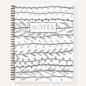 Doodle Vines Black and White Botanic Notizblock (Vorderseite)