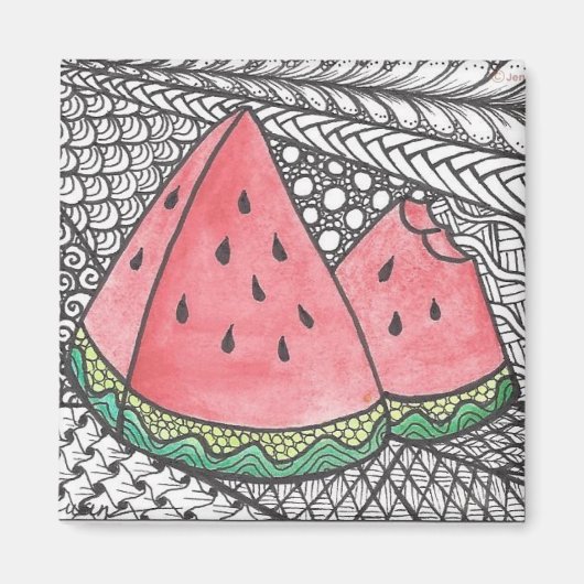 Doodle Watermelon zeichne Druck auf Magnet (Vorne)