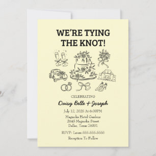 Doodle Wedding Black and White Einladung