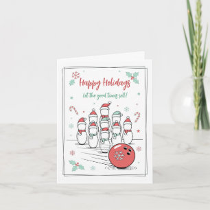 Doodle-Weihnachts-Bowling-Urlaubskarten Feiertagskarte