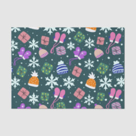 Doodle Weihnachts Wintergloves gibt Hats Dunkel Seidenpapier