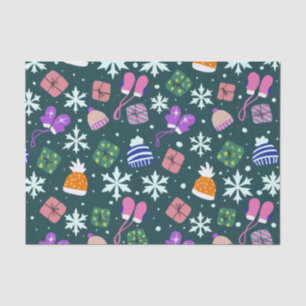 Doodle Weihnachts Wintergloves gibt Hats Dunkel Seidenpapier