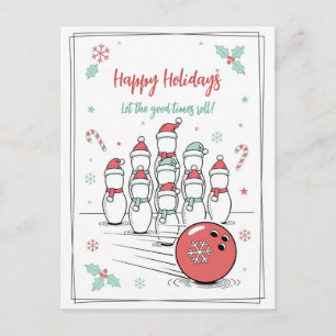 Doodle Weihnachtsbowling Feiertags-Grußkarten Feiertagspostkarte