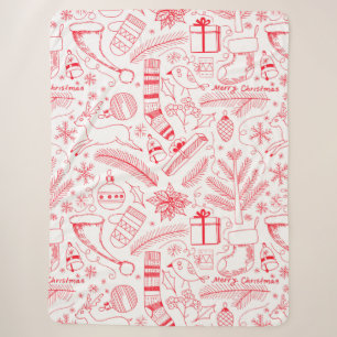 Doodle Weihnachtsmuster rot Sherpadecke