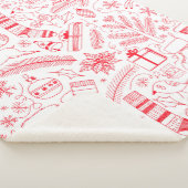 Doodle Weihnachtsmuster rot Sherpadecke (3/4)