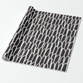 Doodle-Wellen-Mudcloth-Mod geometrisch schwarz Geschenkpapier (Ungerollt)