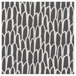 Doodle-Wellen-Mudcloth-Mod geometrisch schwarz Stoff