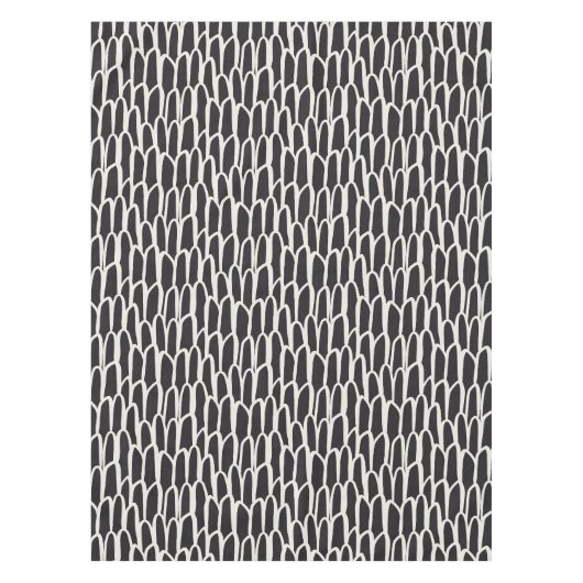 Doodle-Wellen-Mudcloth-Mod geometrisch schwarz Tischdecke (Vorderseite)