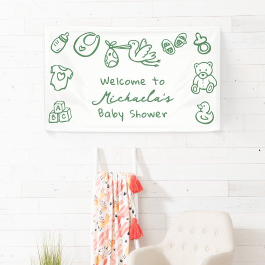 Doodle Whimsical Baby Dusche Banner (Insitu)