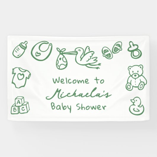Doodle Whimsical Baby Dusche Banner (Horizontal)
