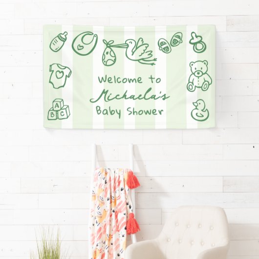 Doodle Whimsical Baby Dusche Banner (Insitu)