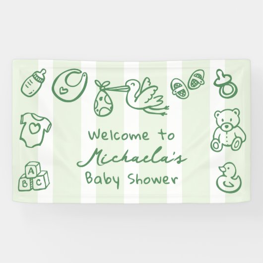 Doodle Whimsical Baby Dusche Banner (Horizontal)