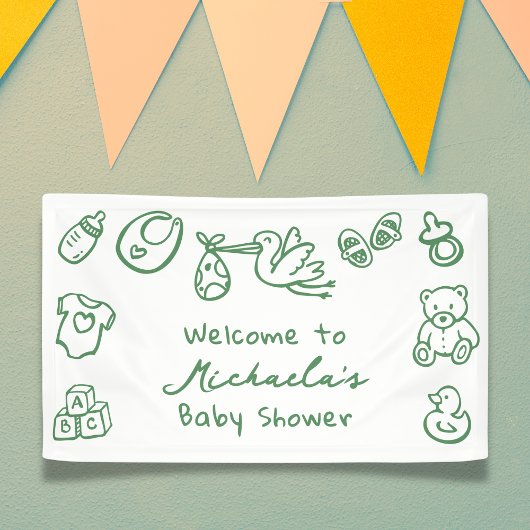 Doodle Whimsical Baby Dusche Banner
