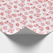 Doodle Whimsical Baby Dusche mit rosa und roter Ha Geschenkpapier (Ecke)
