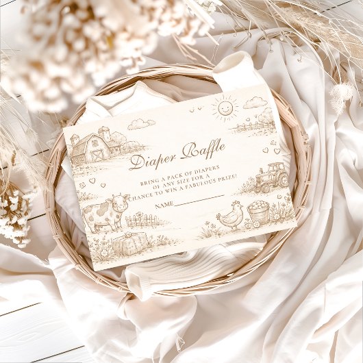 Doodle Whimsical Country Farm Diapper Raffle Begleitkarte