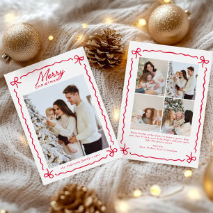 Doodle Whimsical Red Bow Foto-Collage Weihnachten