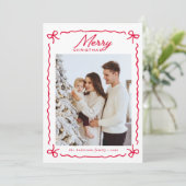 Doodle Whimsical Red Bow Foto-Collage Weihnachten (Stehend Vorderseite)