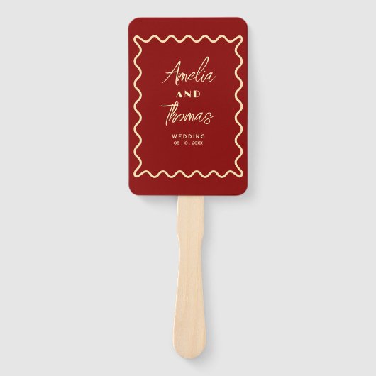 Doodle Whimsical Retro Elegante Hochzeit Fächer (Vorderseite)