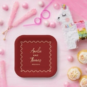 Doodle Whimsical Retro Elegante Hochzeit Pappteller (Party)