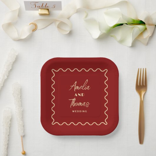 Doodle Whimsical Retro Elegante Hochzeit Pappteller (Hochzeit)