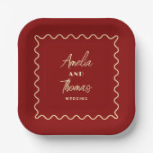 Doodle Whimsical Retro Elegante Hochzeit Pappteller (Vorderseite)