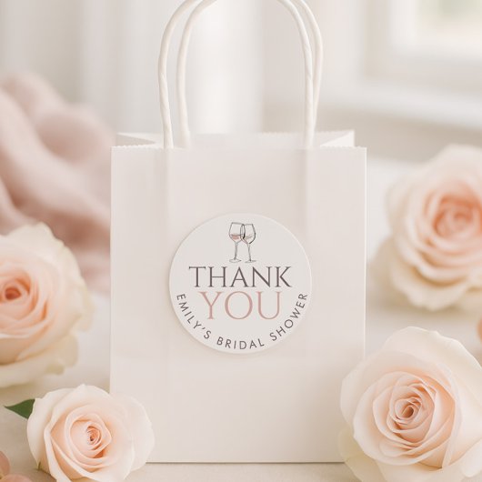 Doodle Wine Glasses Thank You Bridal Shower Runder Aufkleber