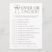 Doodle Wine Over or Under Bridal Shower Game Card Einladung (Vorderseite)