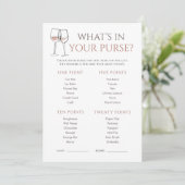 Doodle Wine Whats in Purse Bridal Shower Game Einladung (Stehend Vorderseite)