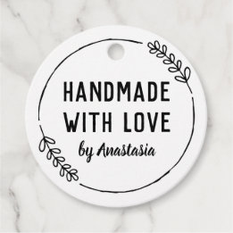 Doodle Wreath Handmade mit Liebe Geschenkanhänger