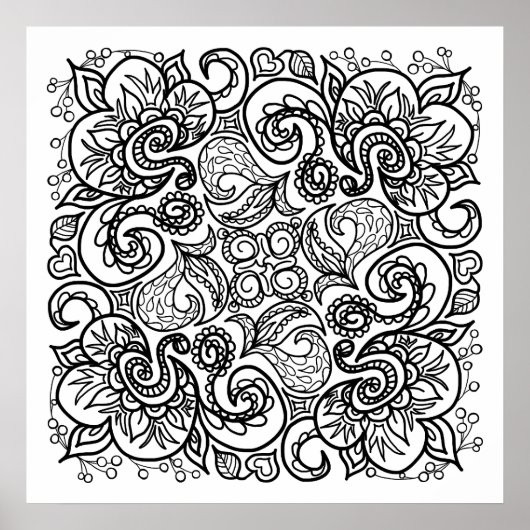 Doodle Zeichne dir Farbe Linie Kunst schön Poster (Vorne)