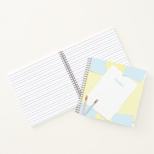 Doodle Zeichne Notes Blue Yellow Notebook Notizblock (Innenseite)