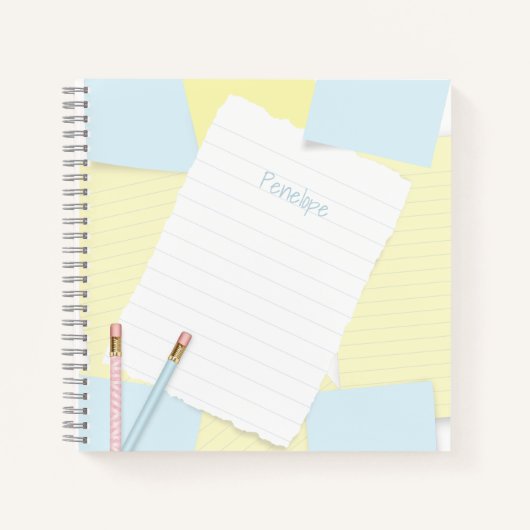Doodle Zeichne Notes Blue Yellow Notebook Notizblock (Vorderseite)